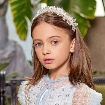 Girls White Crystal Headband