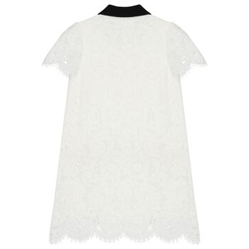 Girls White Guipure Lace Dress