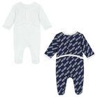 Navy Blue & White Logo Babygrows ( 2-Pack ), 1, hi-res