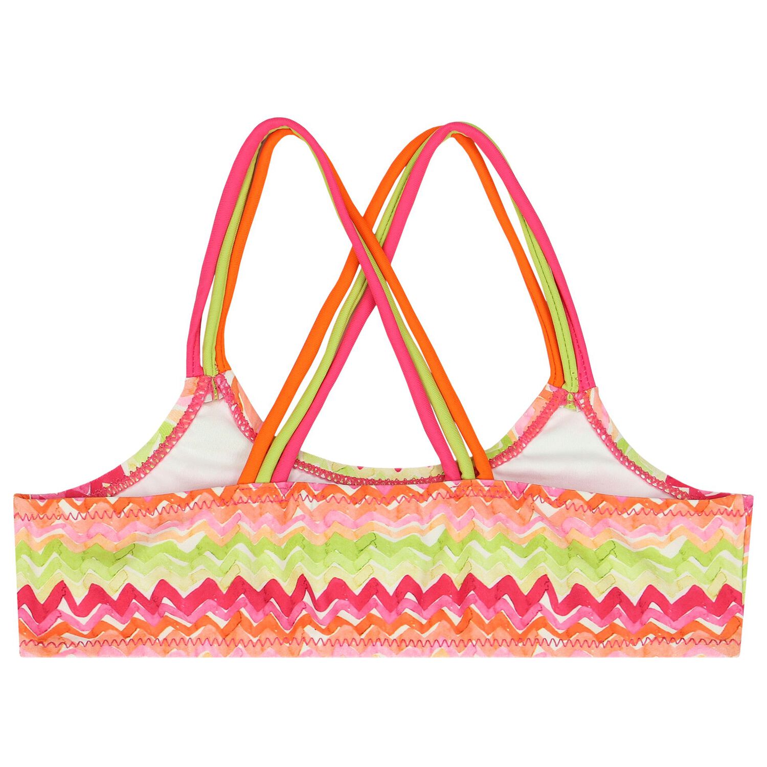 Girls Orange & Green Zig zag Bikini, 1, hi-res