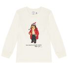 Boys White Polo Bear Long Sleeve Top, 1, hi-res