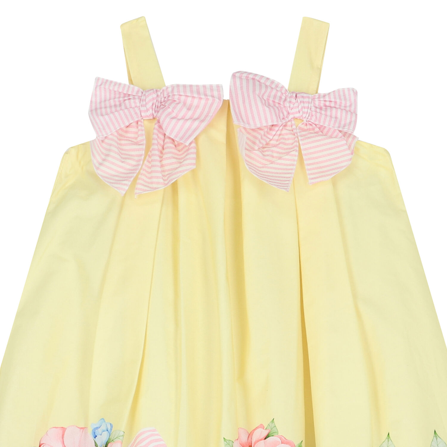 Girls Yellow Floral & Bow Dress, 1, hi-res