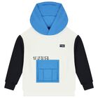 Boys White Hooded Top, 1, hi-res