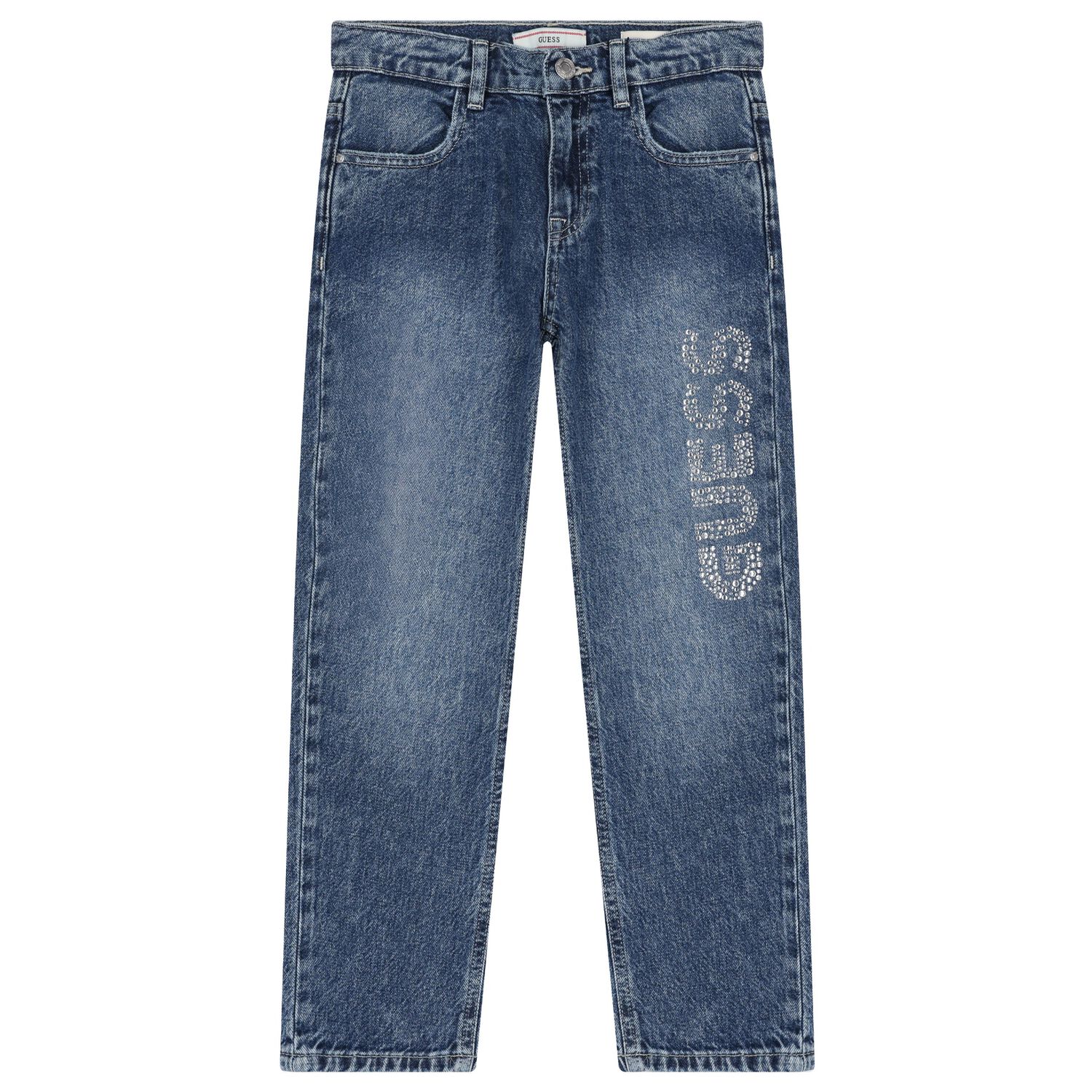 بنطلون جينز أزرق مزين بشعار للبنات, 1, hi-res image number null