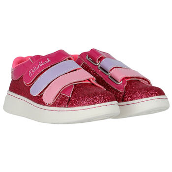 Girls Pink Logo Glitter Trainers