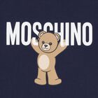 Younger Girls Navy Blue Teddy Bear Logo Dress, 2, hi-res