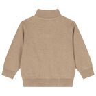 Younger Boys Beige Knitted Zip Up Top, 1, hi-res