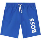 Boys Blue Logo Swim Shorts, 2, hi-res