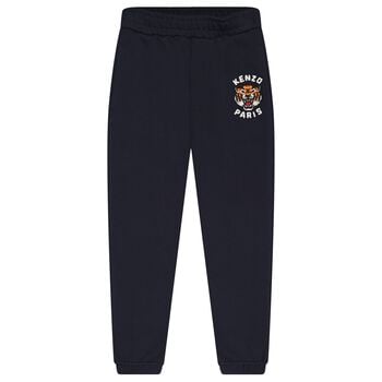 Boys Navy Blue Tiger Logo Joggers