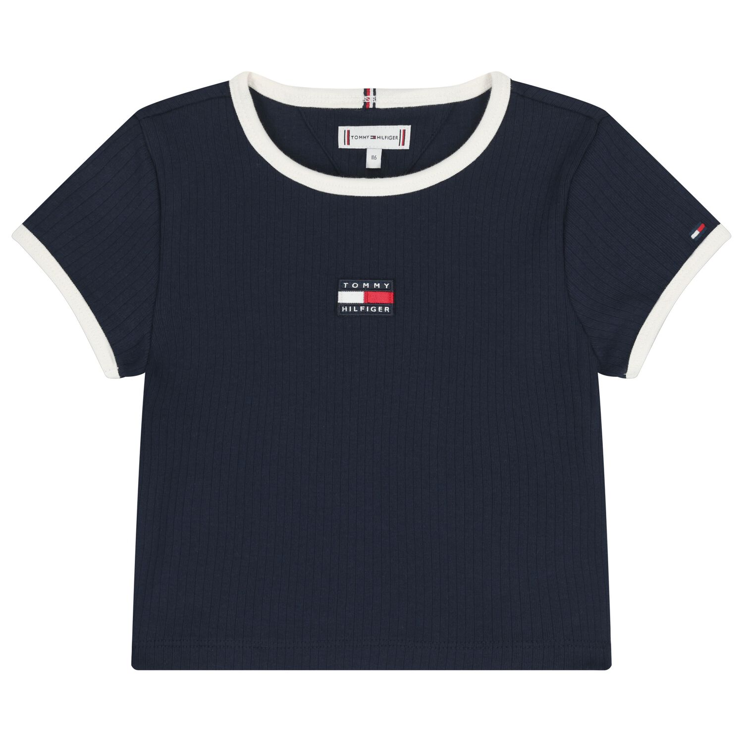 تيشيرت بنات بالشعار باللون الكحلى , 1, hi-res