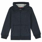 Boys Grey Hooded Zip Up Top, 2, hi-res
