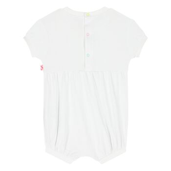 أفرول بطبعة قلب رومبر باللون الأبيض للبنات