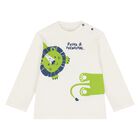 بلوزة عاجية بأكمام طويلة بطبعة أسد للأولاد الصغار, 1, hi-res