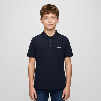 Boys Navy Blue Logo Polo Shirt