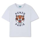 تيشيرت بشعار النمر باللون الأزرق للبنات, 2, hi-res