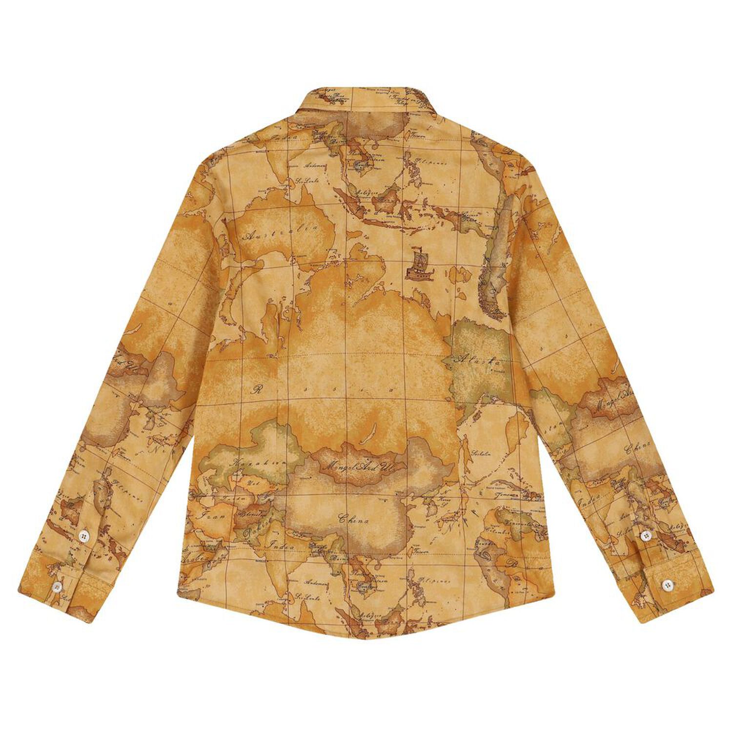Boys Beige Geo Map Shirt, 1, hi-res