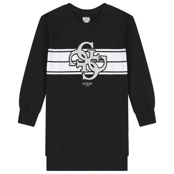 Girls Black Logo Sweatshirt Dress