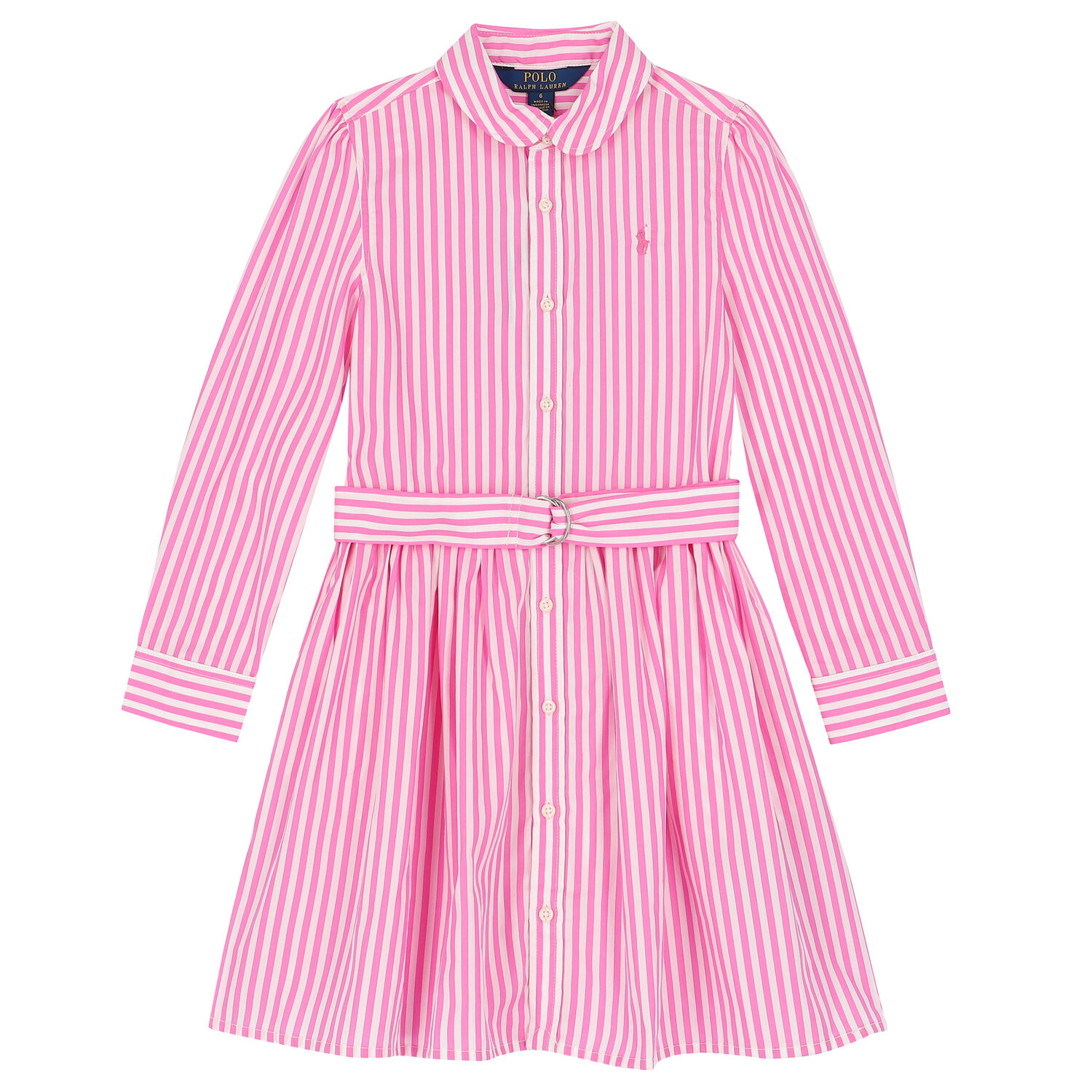 Girls Pink & White Striped Dress, 2, hi-res