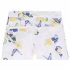Girls White Printed Shorts, 1, hi-res