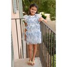 Girls Blue Floral Tulle Dress, 1, hi-res