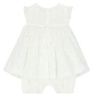 Girls White Cotton Dress Romper, 1, hi-res