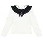 Girls White Long Sleeve Top, 1, hi-res