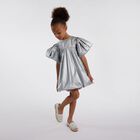 Girls Mini-Me Metallic Silver Dress, 1, hi-res