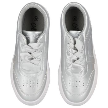 Girls Silver Logo Chunky Trainers
