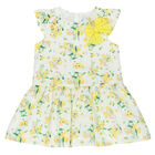 Younger Girls White Floral Dress, 1, hi-res