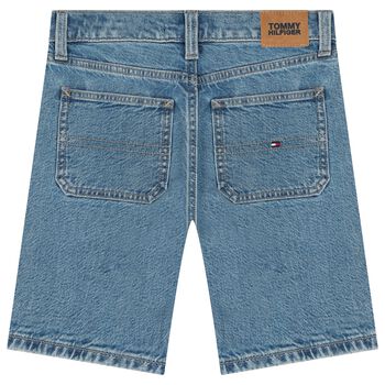 Boys Logo Blue Denim Shorts