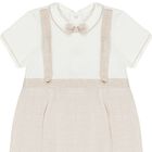 Baby Boys White & Beige Romper, 1, hi-res