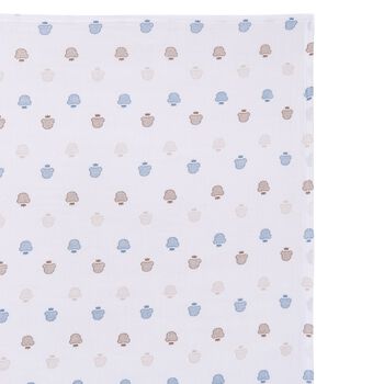 بطانية أولاد بطبعة الدب تيدي باللون الأبيض