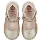 Younger Girls Gold Faux Leather Shoes, 1, hi-res