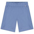 Boys White & Blue Logo Shorts Set, 1, hi-res