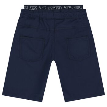Boys Navy Blue Logo Shorts