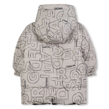 Younger Boys Beige & Black Reversible Puffer Jacket