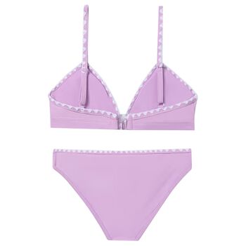Girls Purple Embroidered Flower Bikini