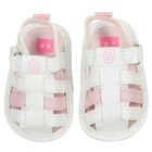 Baby Girls White Logo Sandals, 1, hi-res