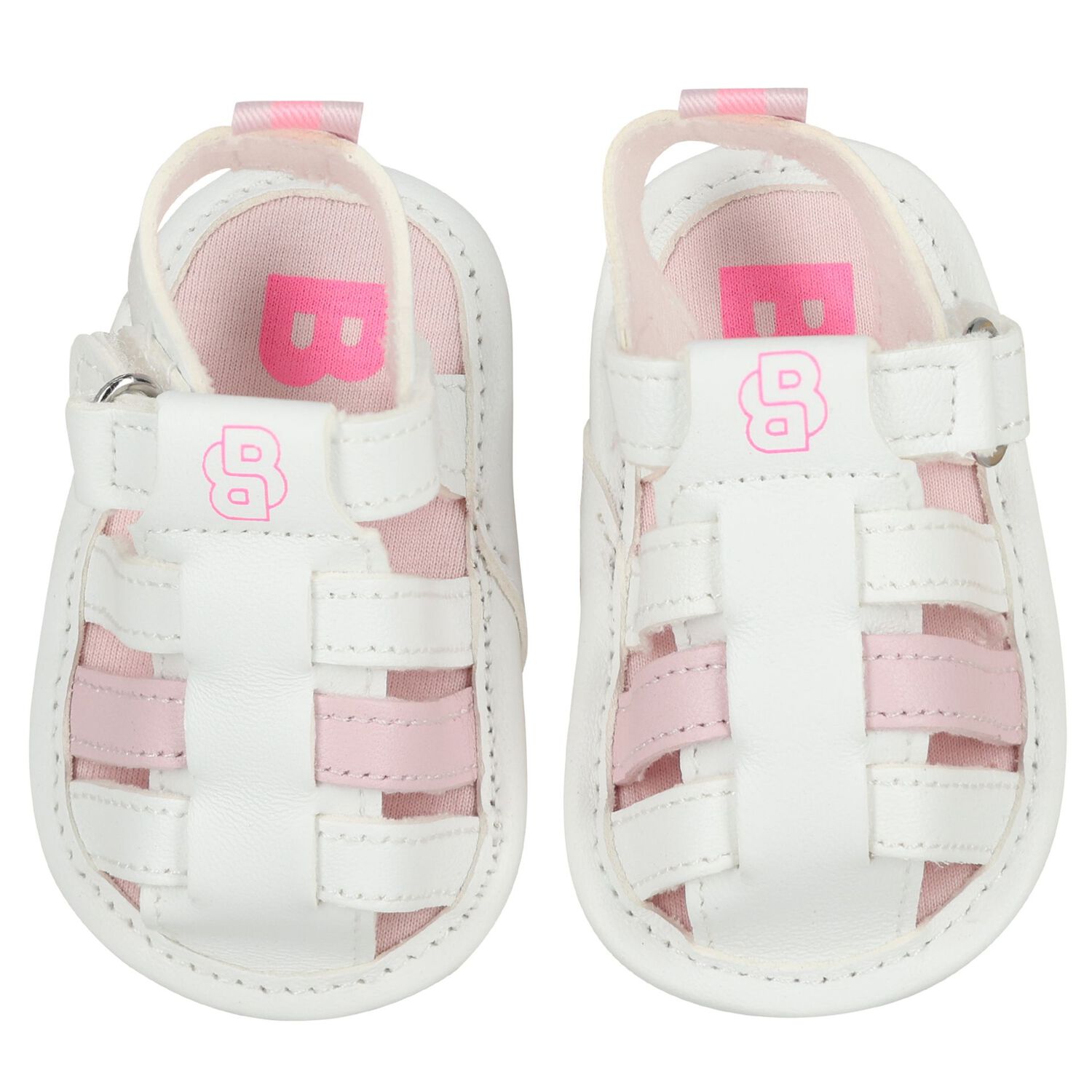 Baby Girls White Logo Sandals, 1, hi-res