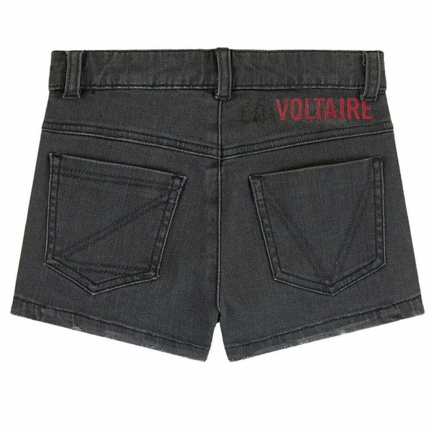 Girls Black Logo Denim Shorts, 1, hi-res image number null