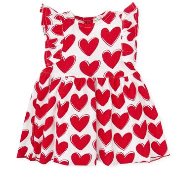 Girls White & Red Heart Dress