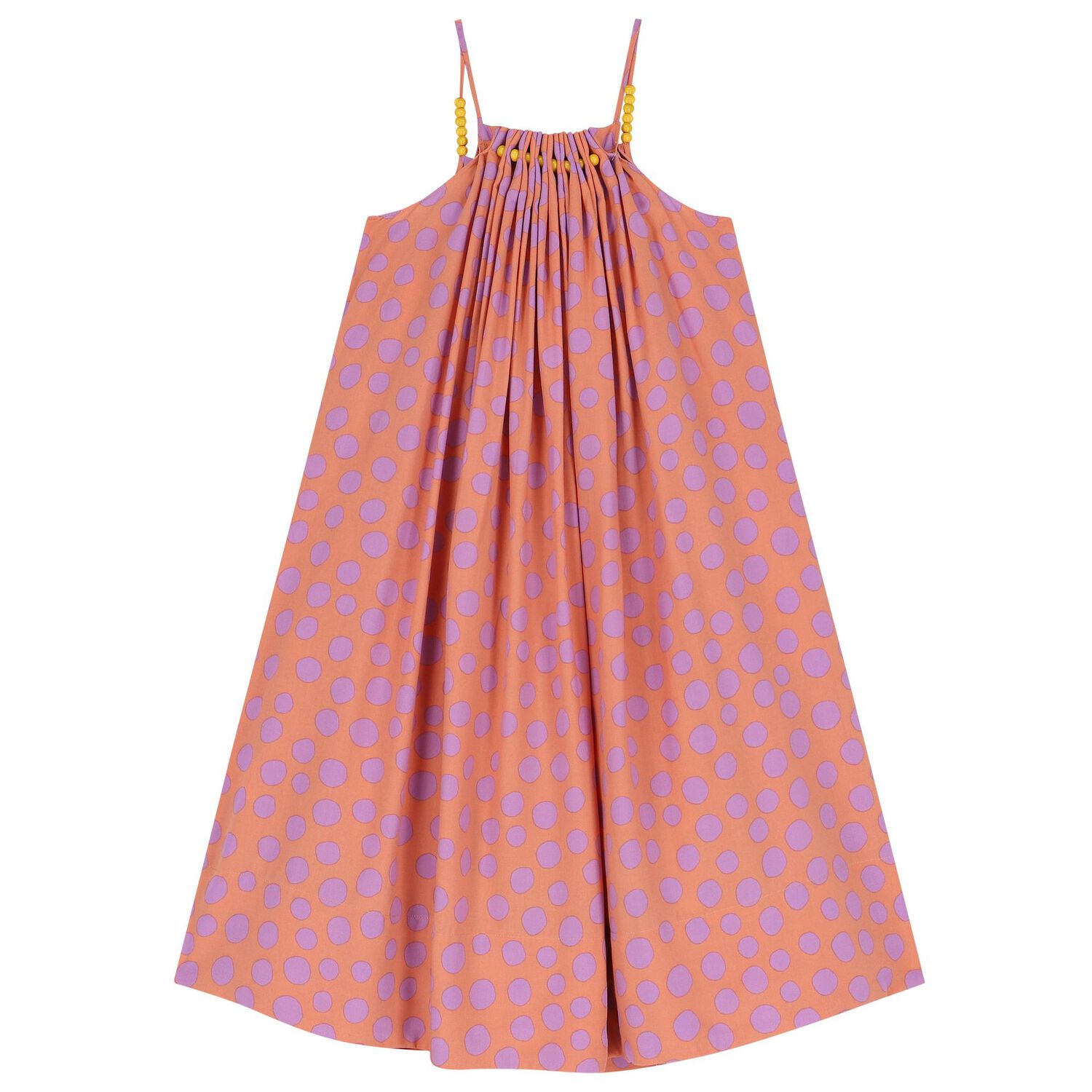 Girls Orange Dots Dress, 1, hi-res image number null