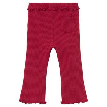 Younger Girls Red Ribbed Leggings