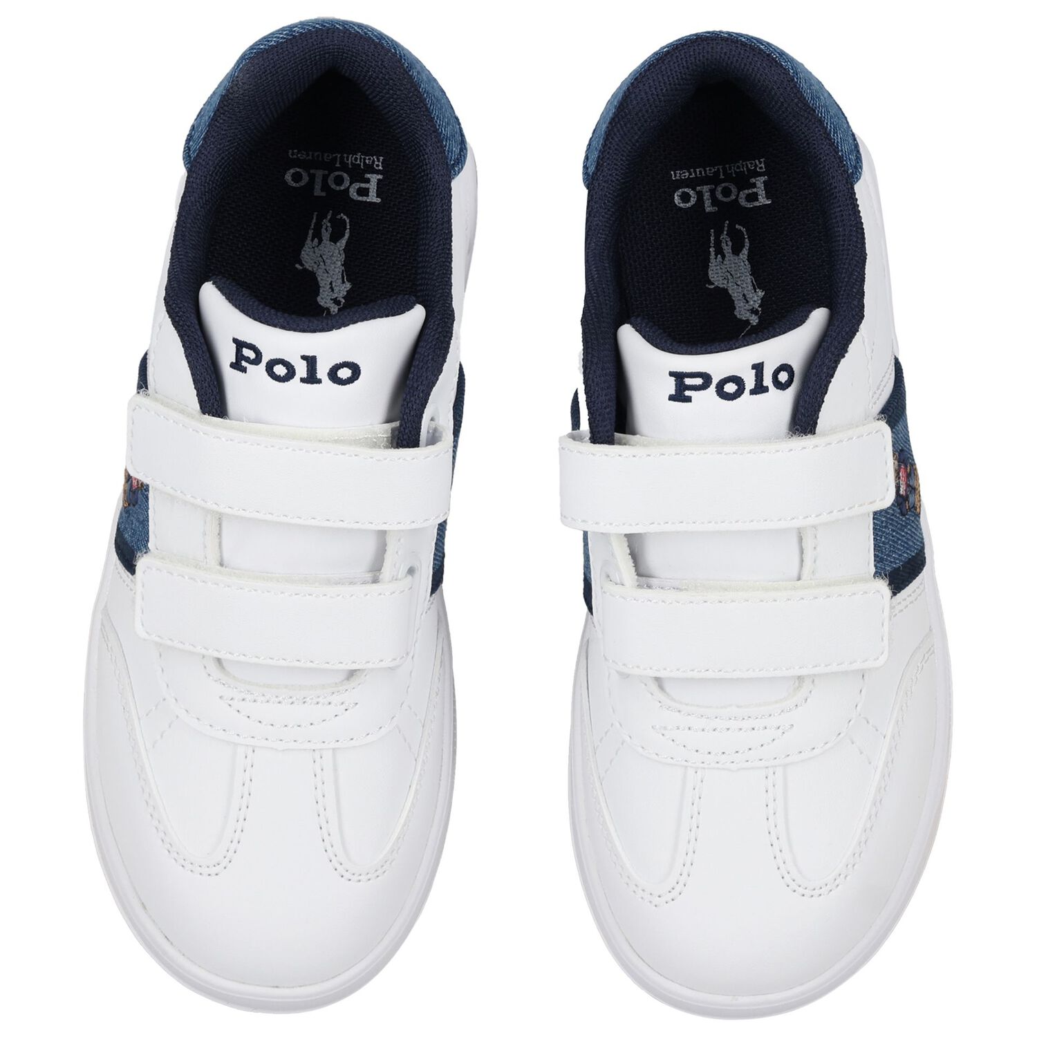 Boys White & Denim Blue Logo Trainers, 1, hi-res image number null