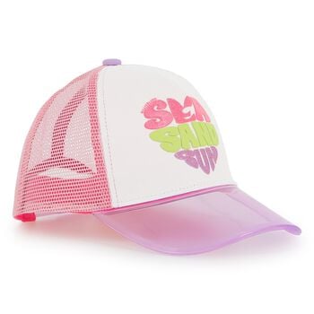 Girls White & Pink Logo Cap