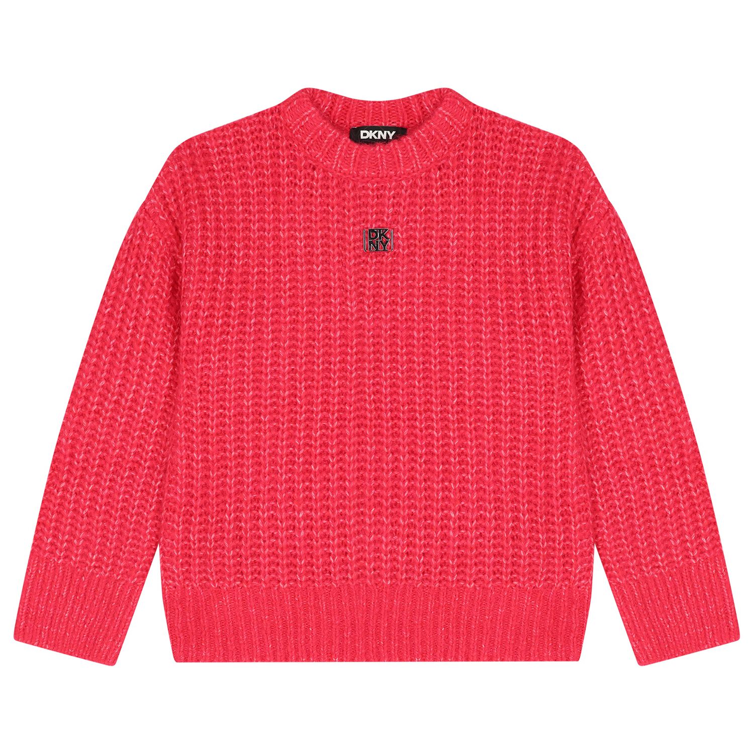 Girls Pink Logo Knitted Jumper, 1, hi-res