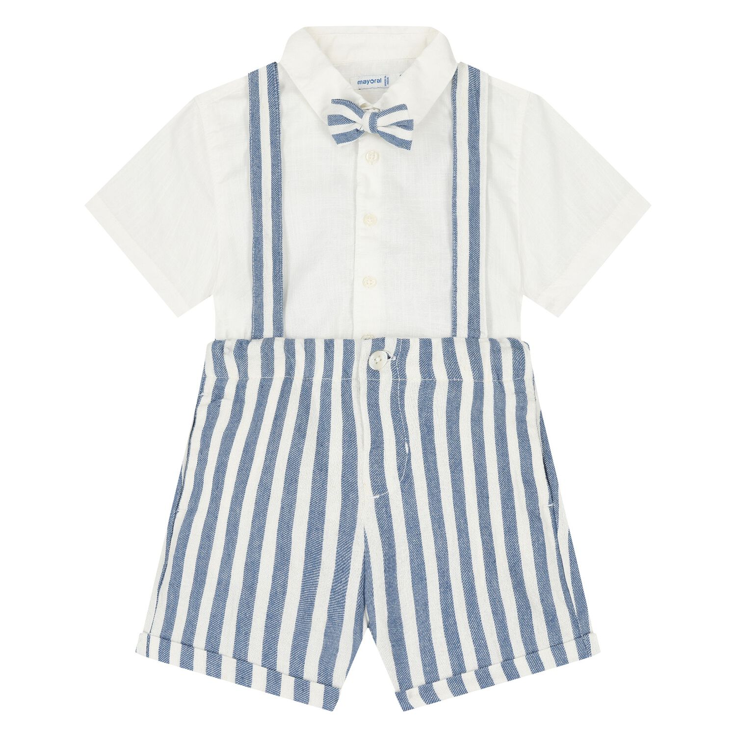 طقم شورت باللونين الأبيض والأزرق للأولاد  , 1, hi-res