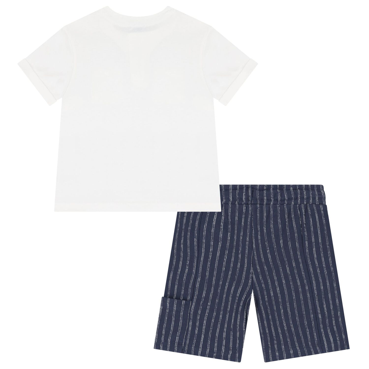 Boys White & Blue Shorts Set, 1, hi-res