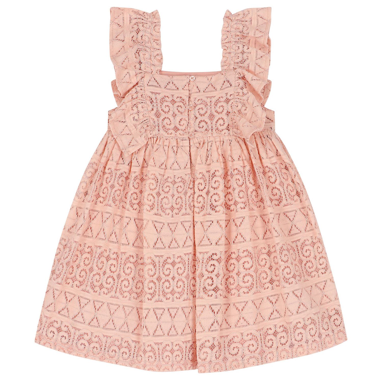 Girls Pink Crochet Lace Dress, 1, hi-res image number null