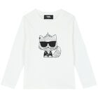 Boys White Cat Logo T-Shirt, 1, hi-res